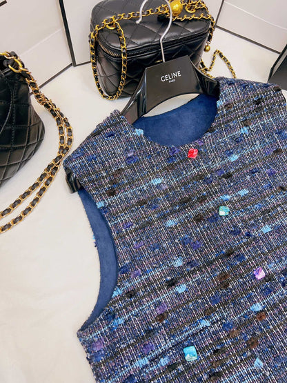 blue plaid vest