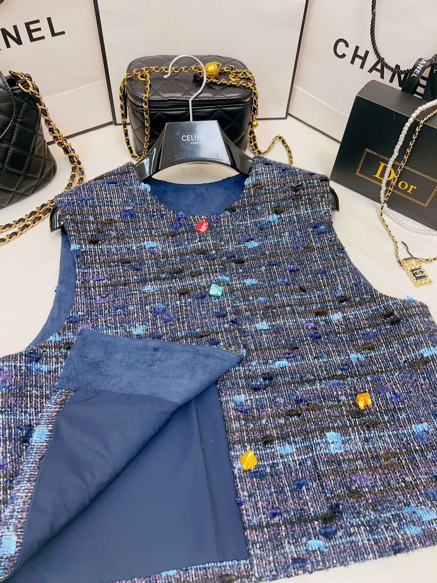blue plaid vest