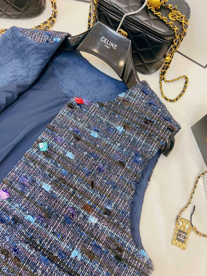blue plaid vest