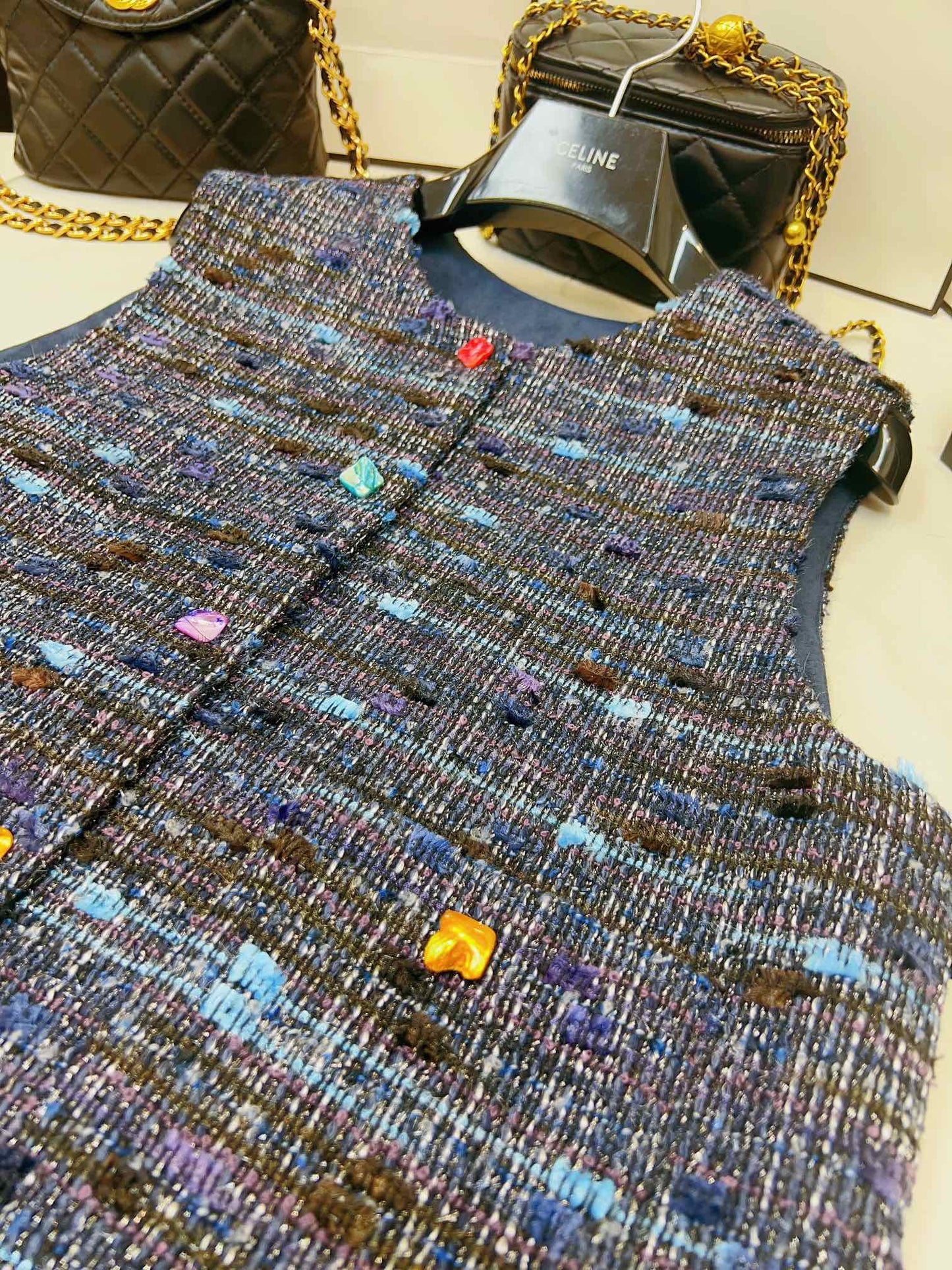 blue plaid vest