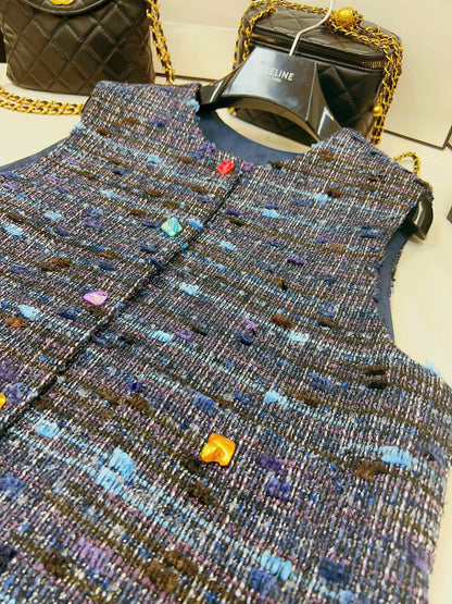blue plaid vest