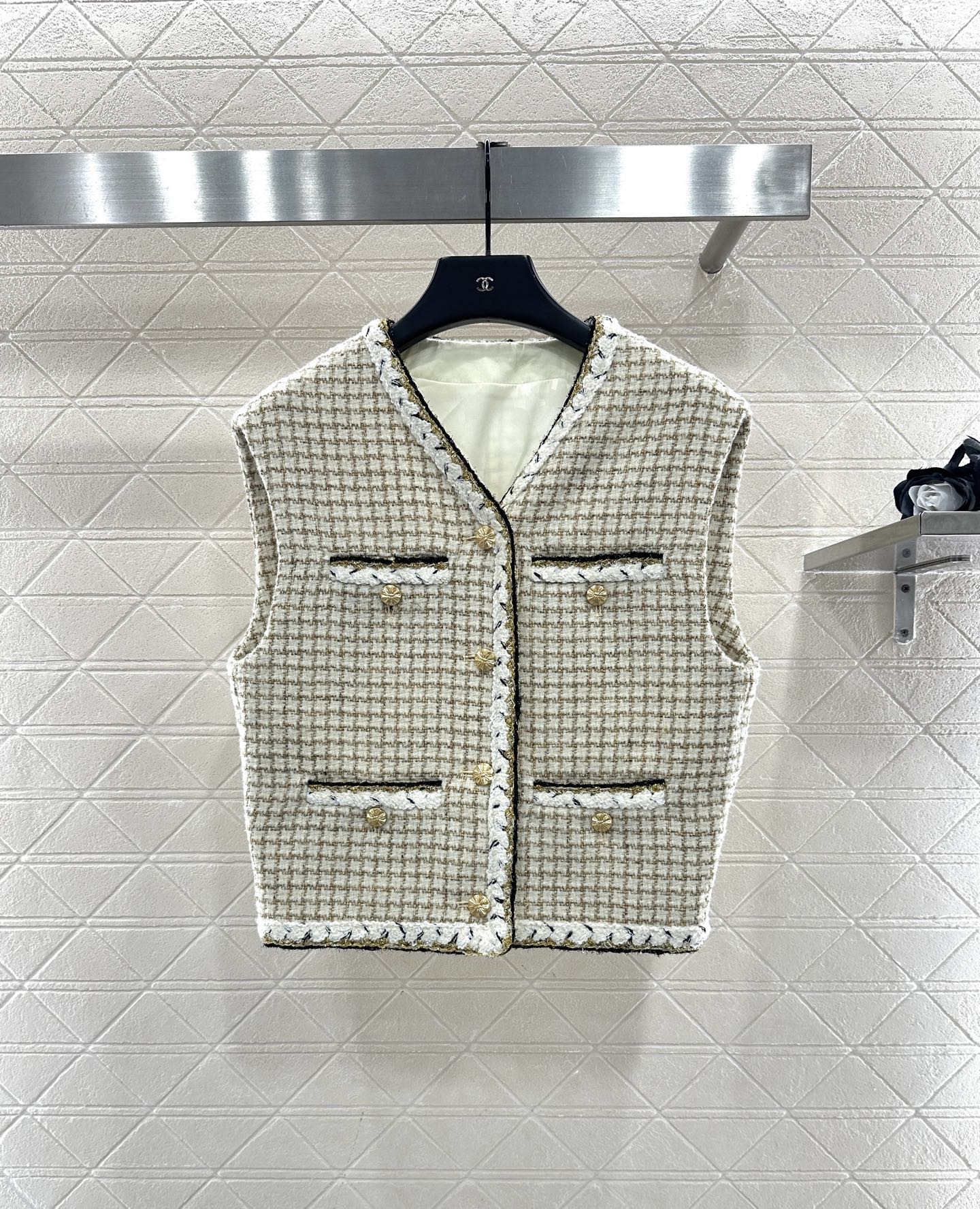 Woven plaid vest