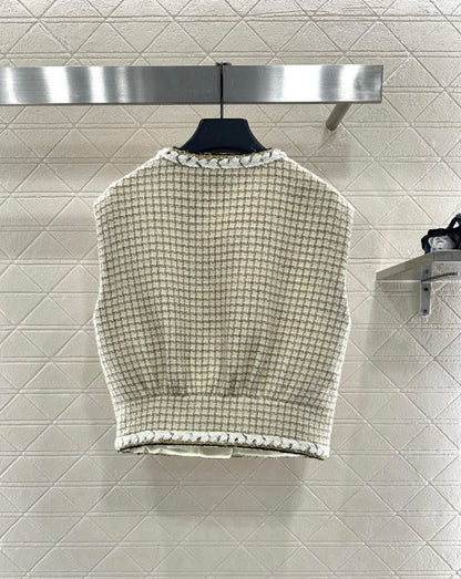 Woven plaid vest