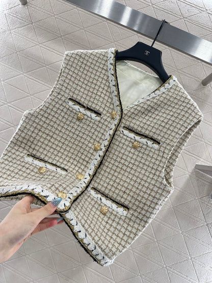 Woven plaid vest