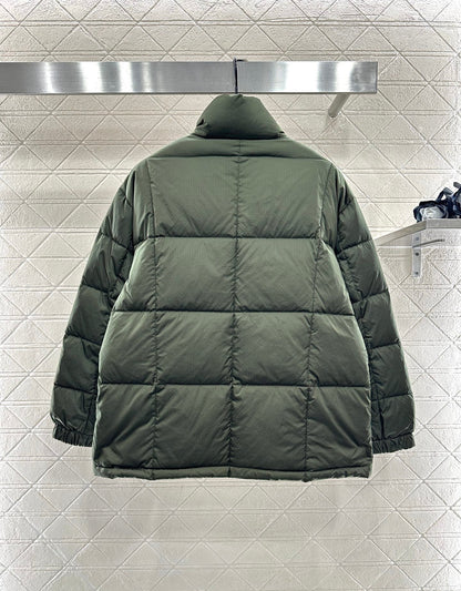 Leather buckle stand-up collar down jacket