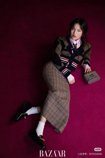 plaid cardigan