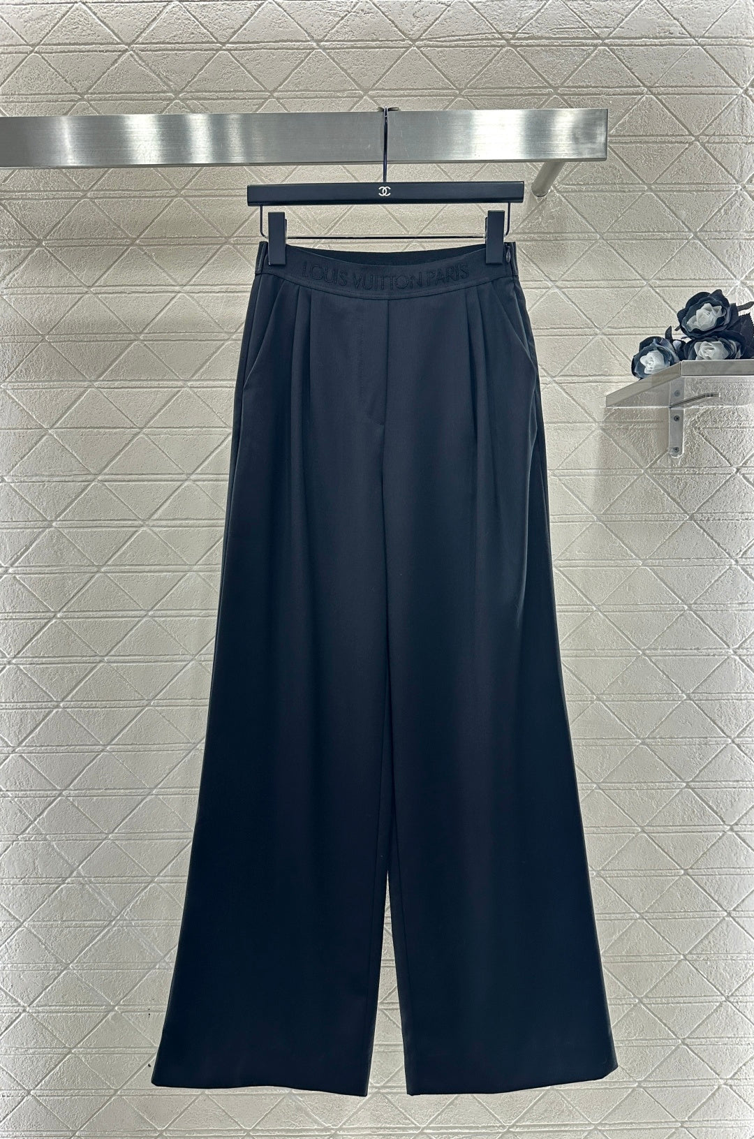 Letter-print webbing suit trousers