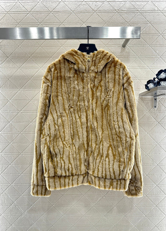 Hooded suede jacket
