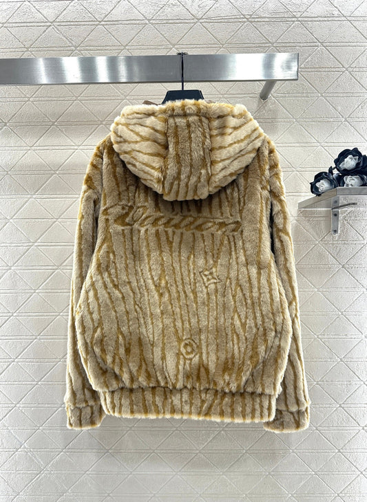 Hooded suede jacket