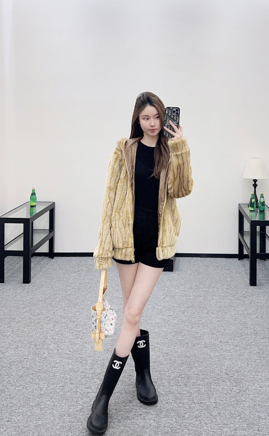 Hooded suede jacket