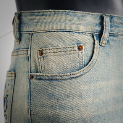 Loe 25fw embroidered jeans