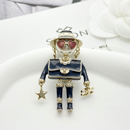 25 New Enamel Robot Brooch
