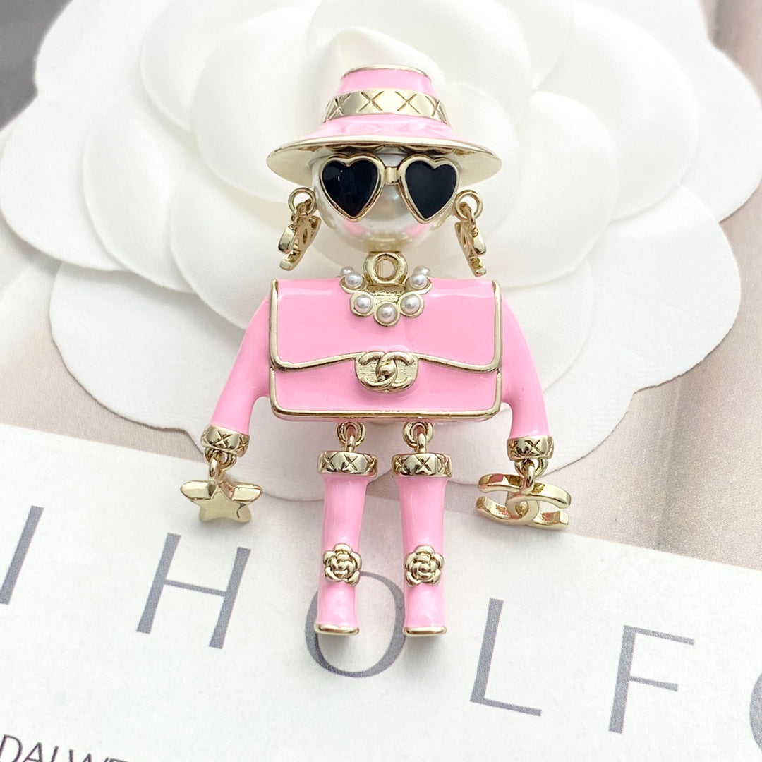 25 New Enamel Robot Brooch