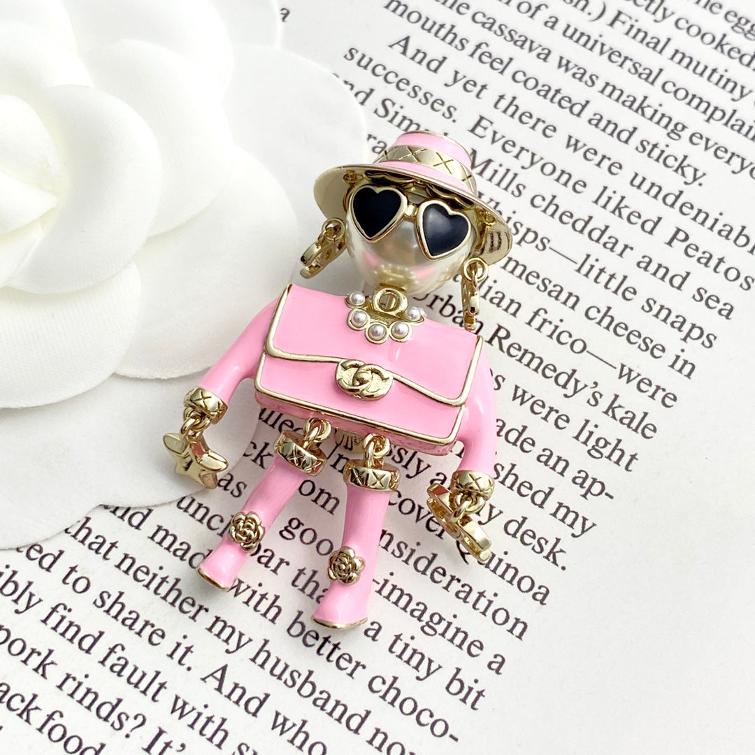 25 New Enamel Robot Brooch