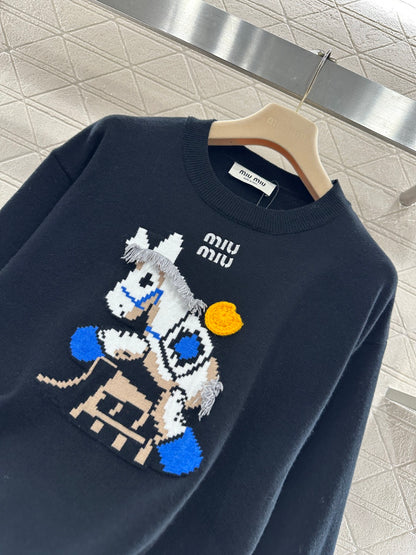 Jacquard Horse-Year Knit Sweater