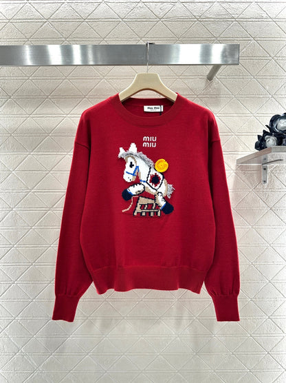 Jacquard Horse-Year Knit Sweater