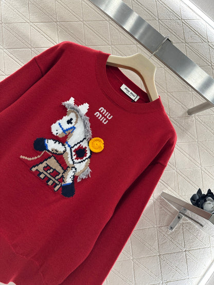 Jacquard Horse-Year Knit Sweater