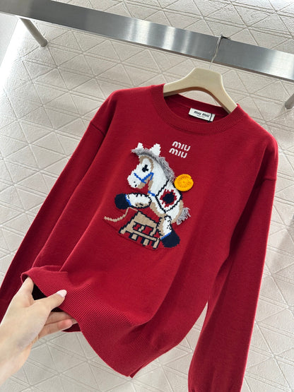 Jacquard Horse-Year Knit Sweater