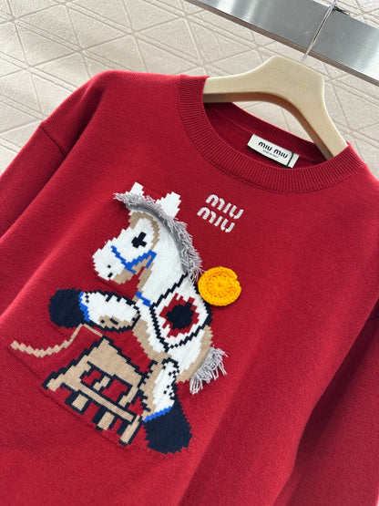 Jacquard Horse-Year Knit Sweater