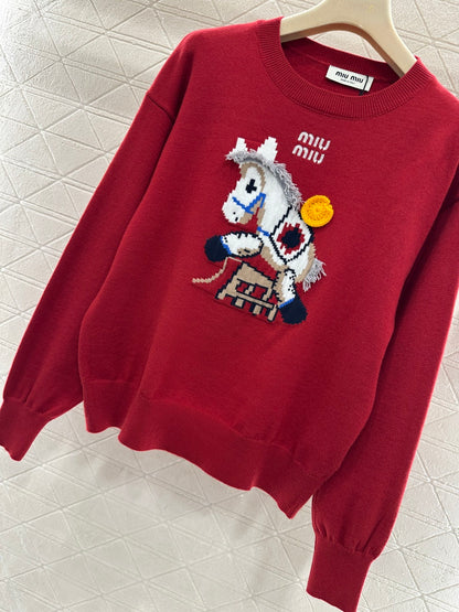 Jacquard Horse-Year Knit Sweater