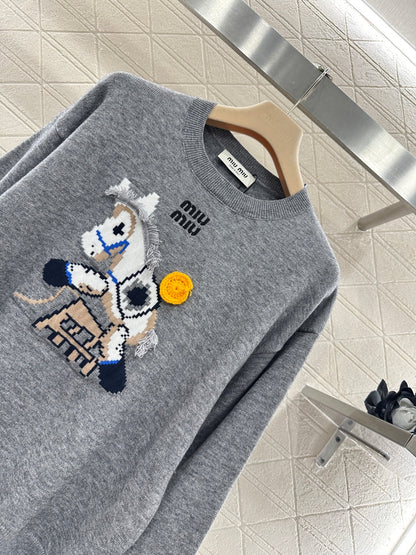 Jacquard Horse-Year Knit Sweater