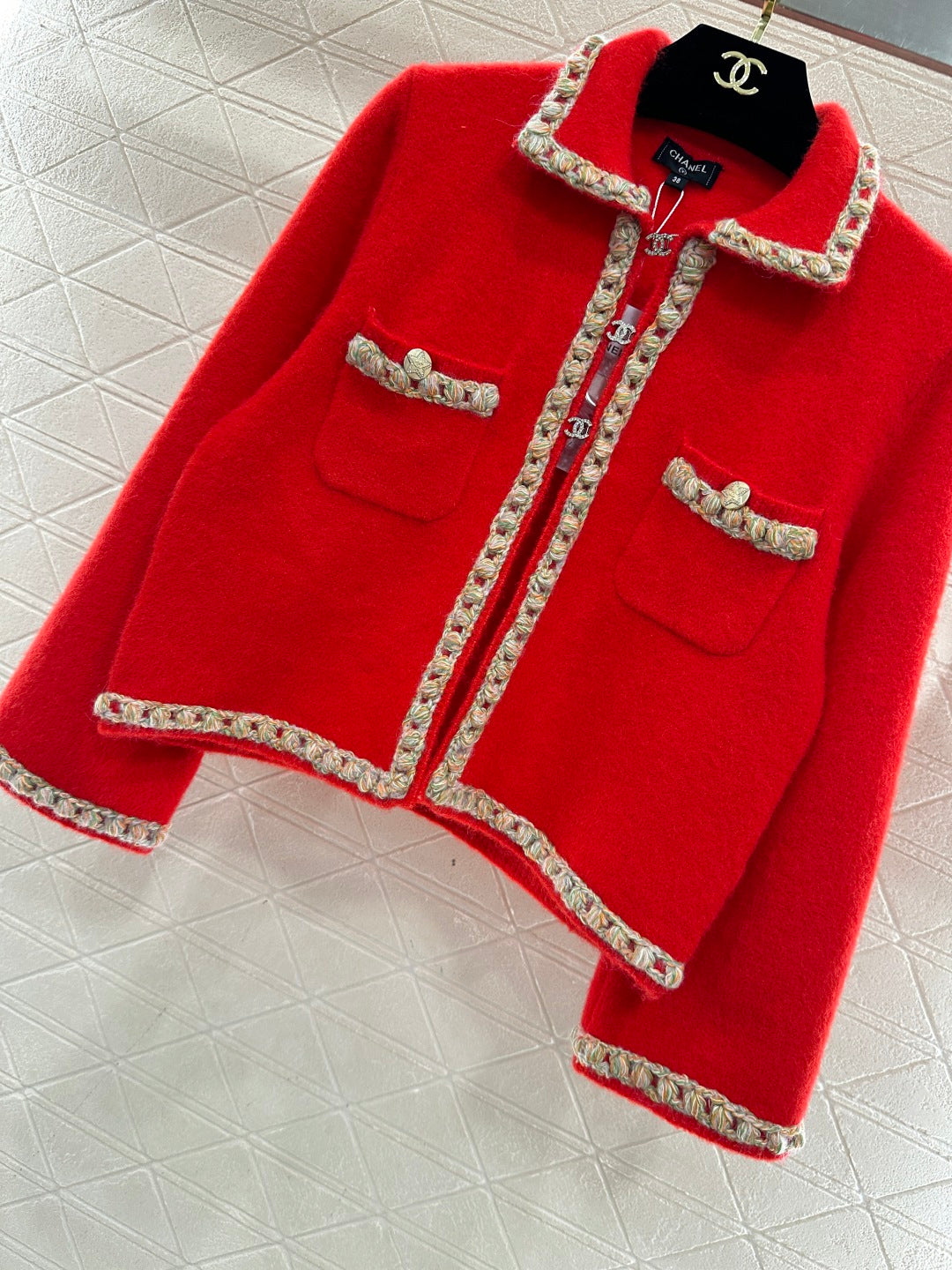 Knitted Cardigan with Braided Trim