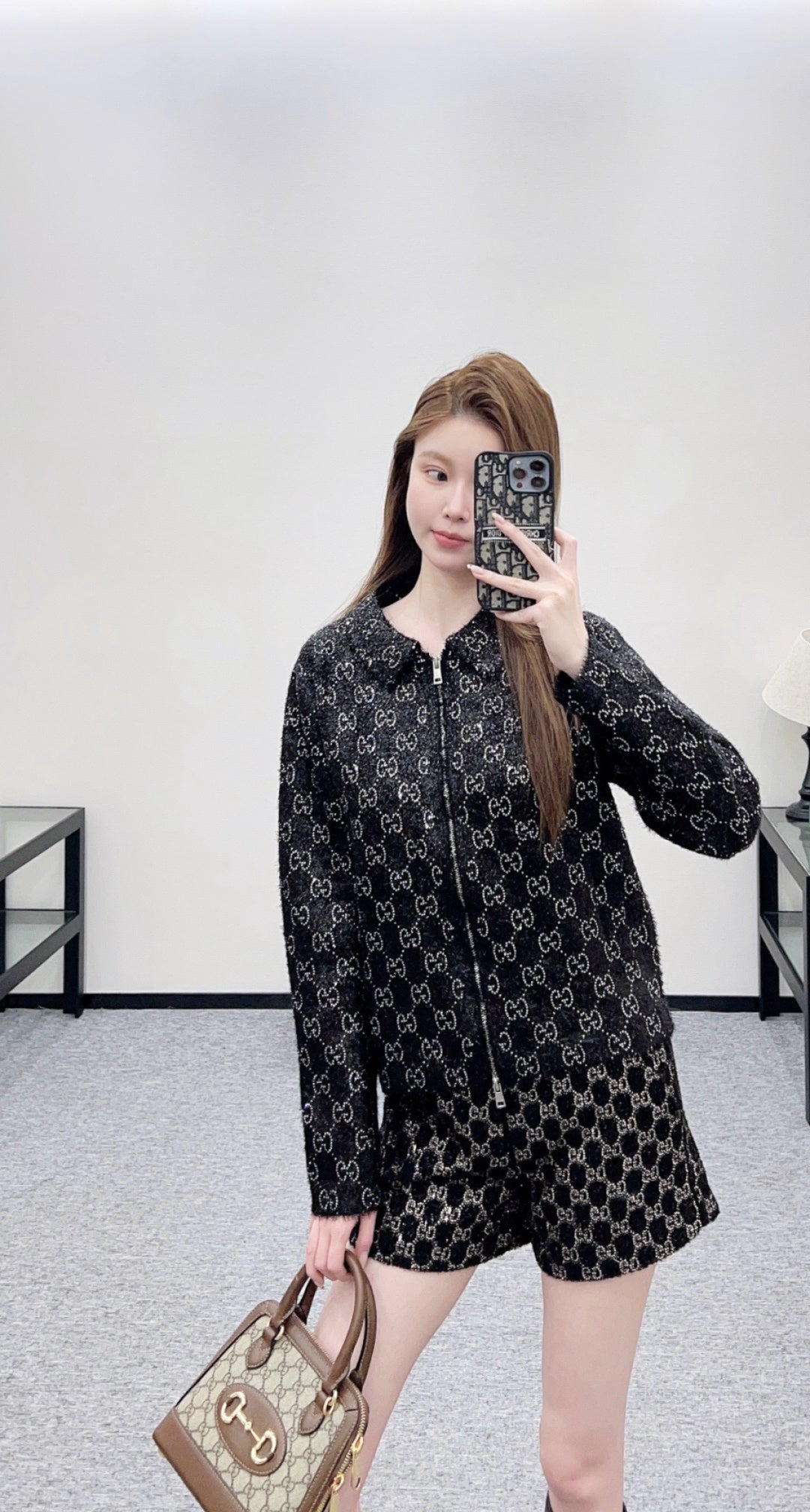 Jacquard Mid-Length Trench Coat