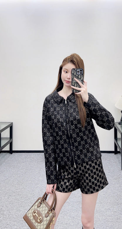 Jacquard Mid-Length Trench Coat
