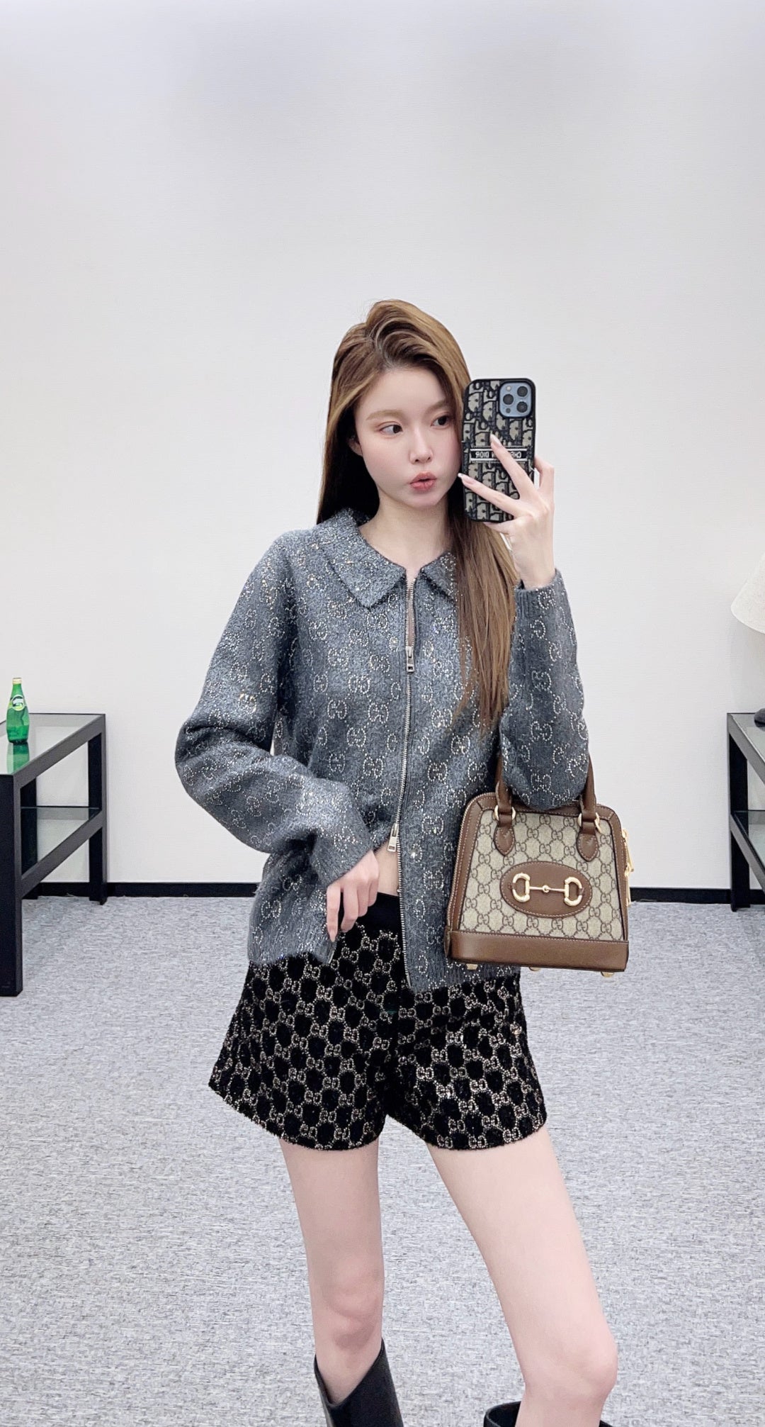 Jacquard Mid-Length Trench Coat