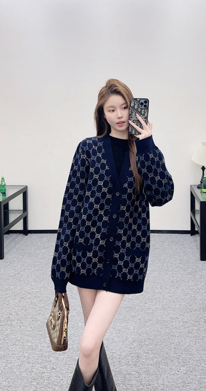 Jacquard Knit Cardigan Jacket