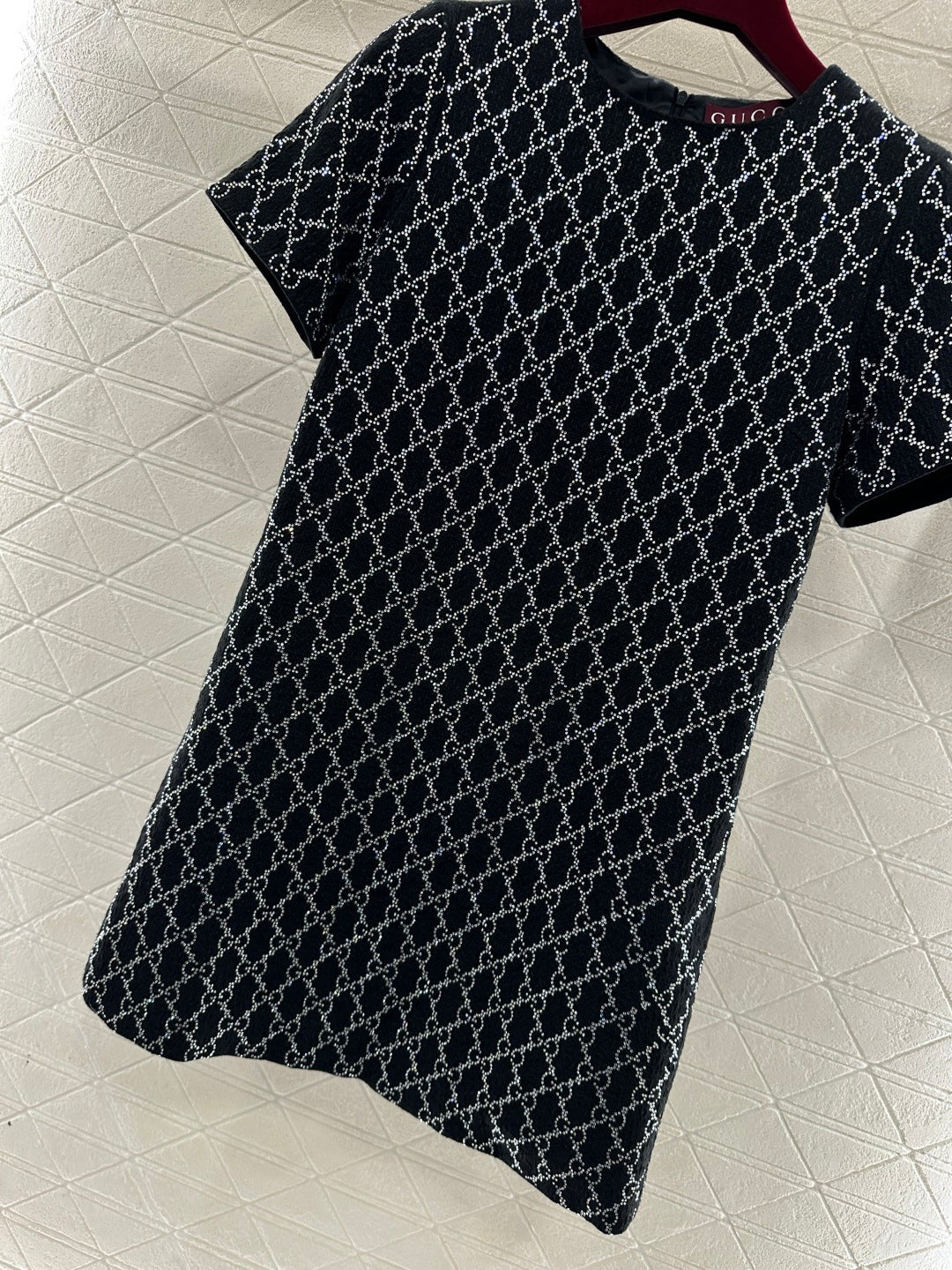 Rhinestone-embellished Short-Sleeve Dress