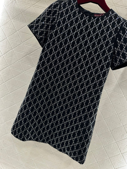 Rhinestone-embellished Short-Sleeve Dress