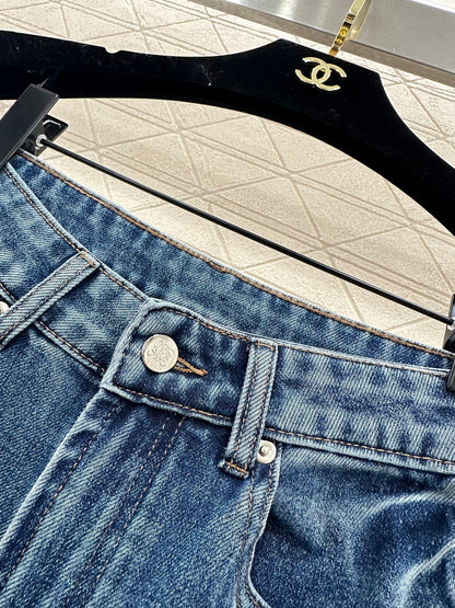 High-Waisted Distressed Straight-Leg Jeans