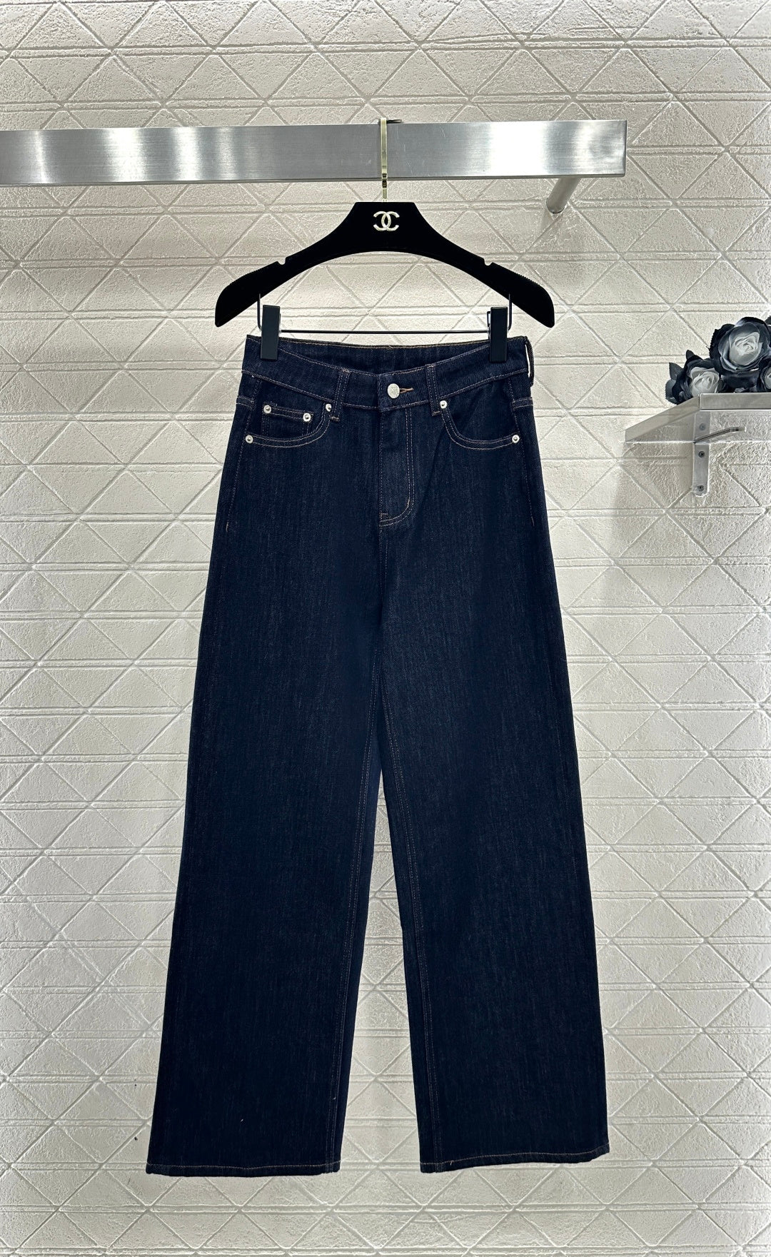 High-Waisted Distressed Straight-Leg Jeans