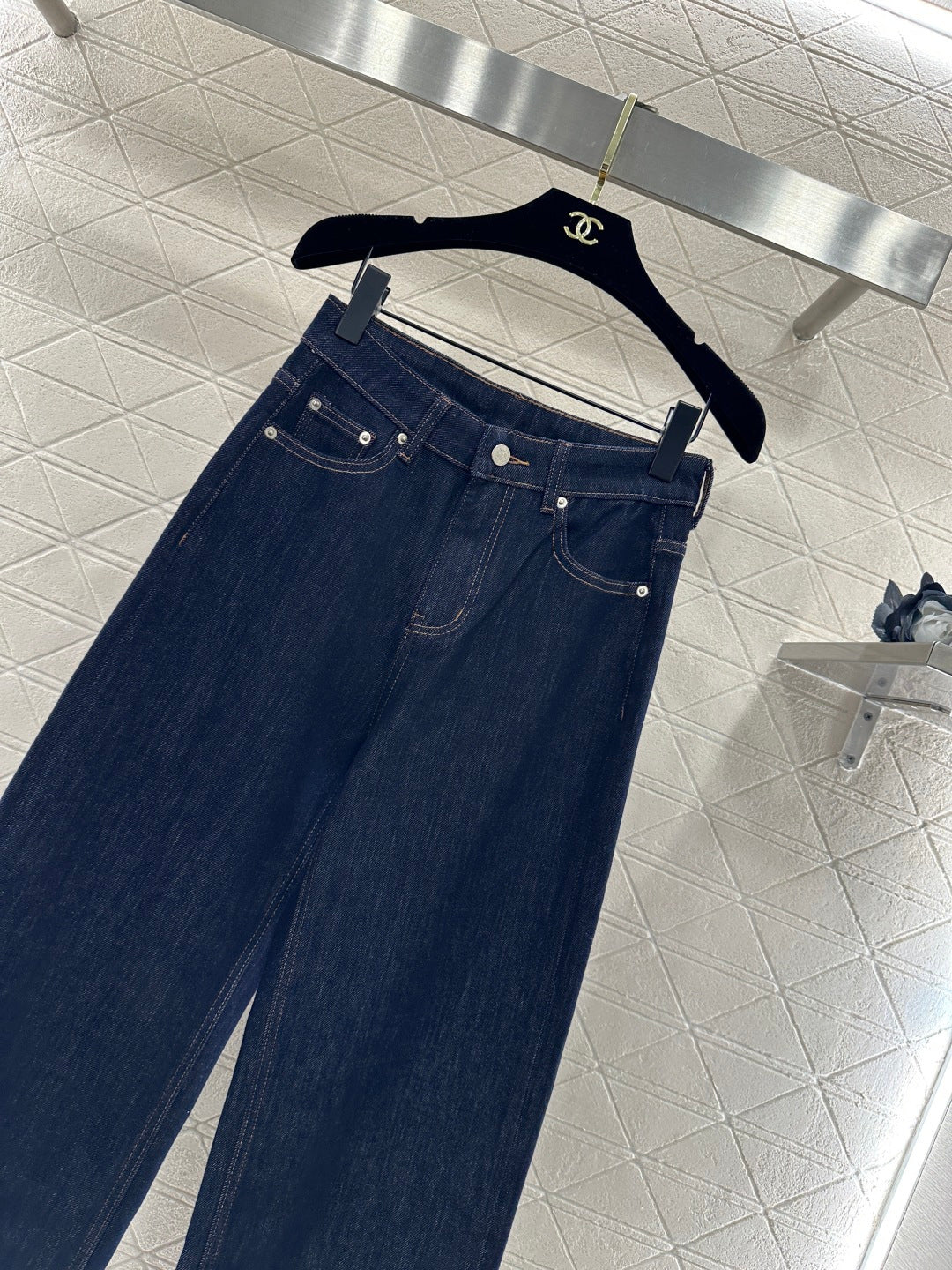 High-Waisted Distressed Straight-Leg Jeans