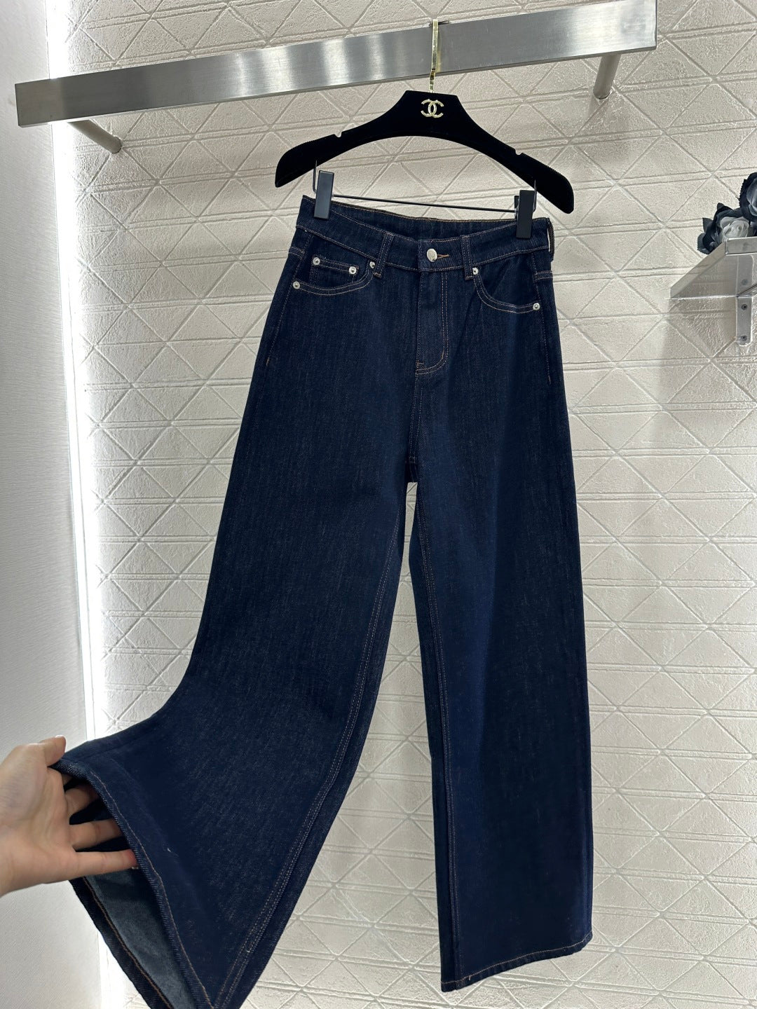 High-Waisted Distressed Straight-Leg Jeans