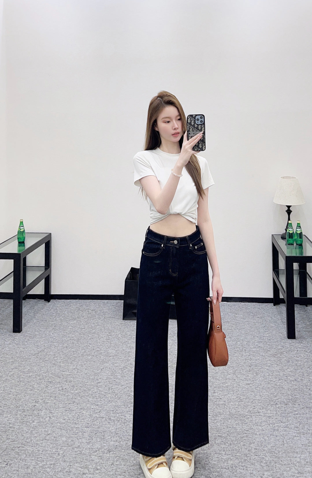 High-Waisted Distressed Straight-Leg Jeans