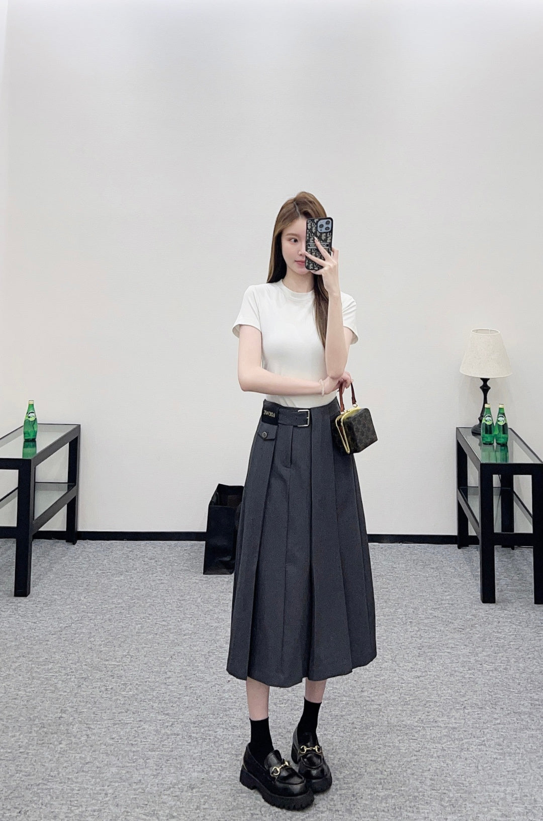 Hooded Color-Blocked Zipper Mini Skirt