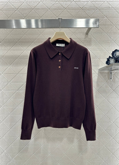 Knit Half-Open Collar Long Sleeve