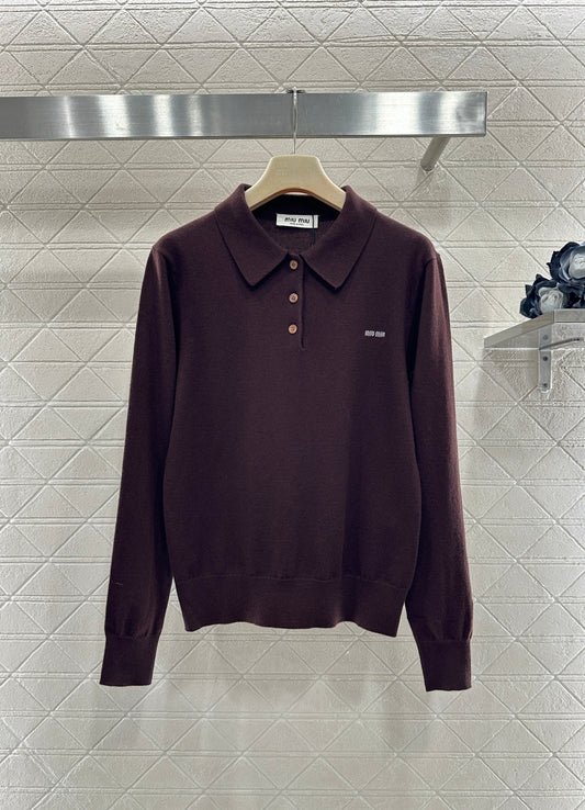 Knit Half-Open Collar Long Sleeve