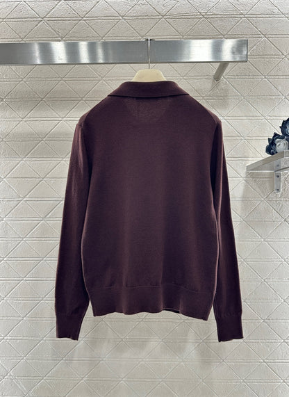 Knit Half-Open Collar Long Sleeve