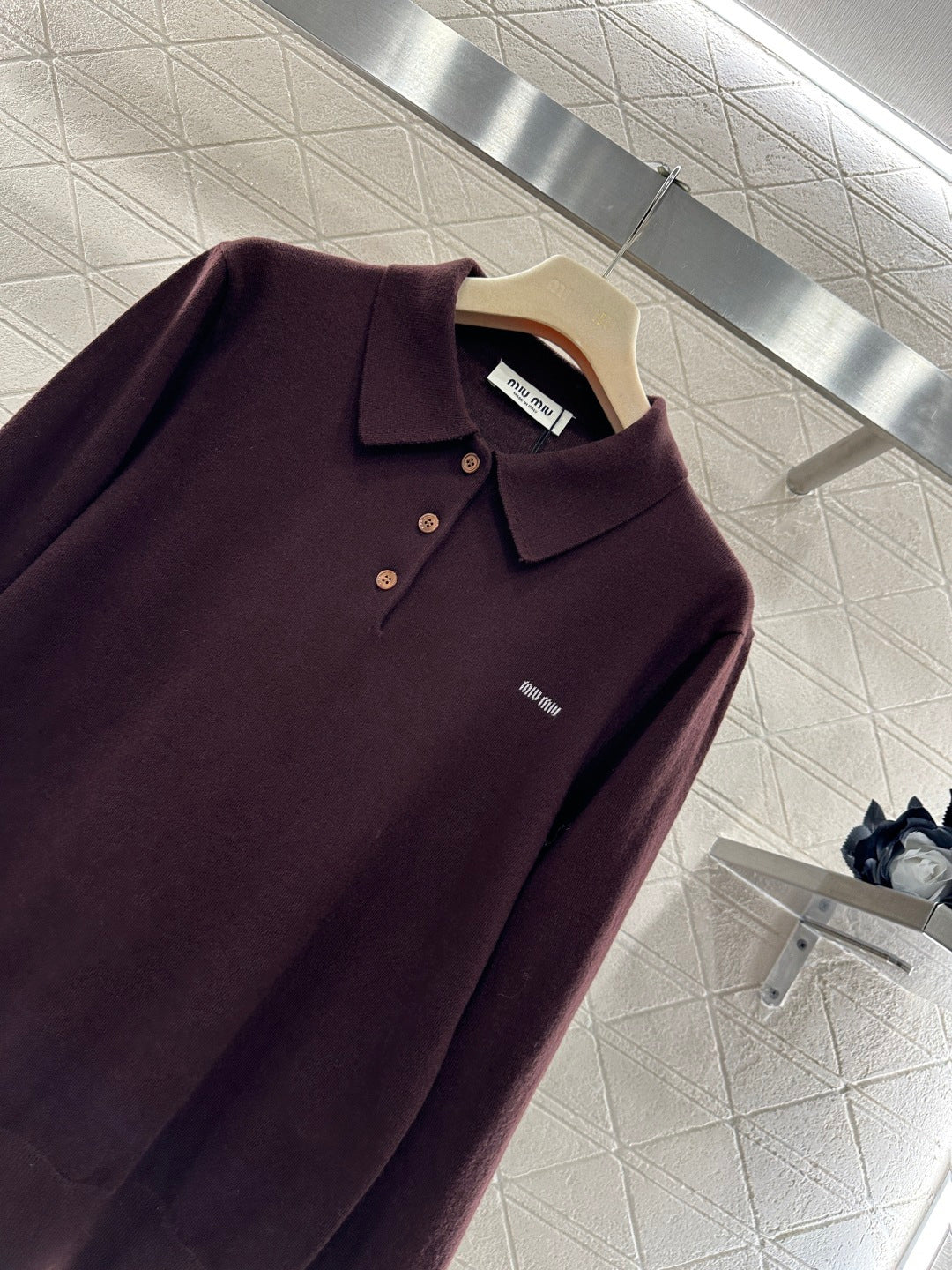 Knit Half-Open Collar Long Sleeve