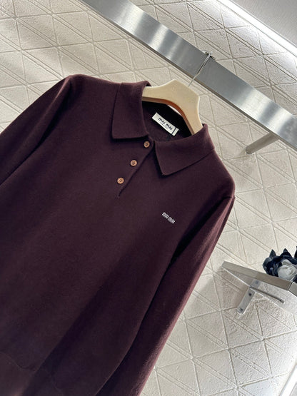 Knit Half-Open Collar Long Sleeve