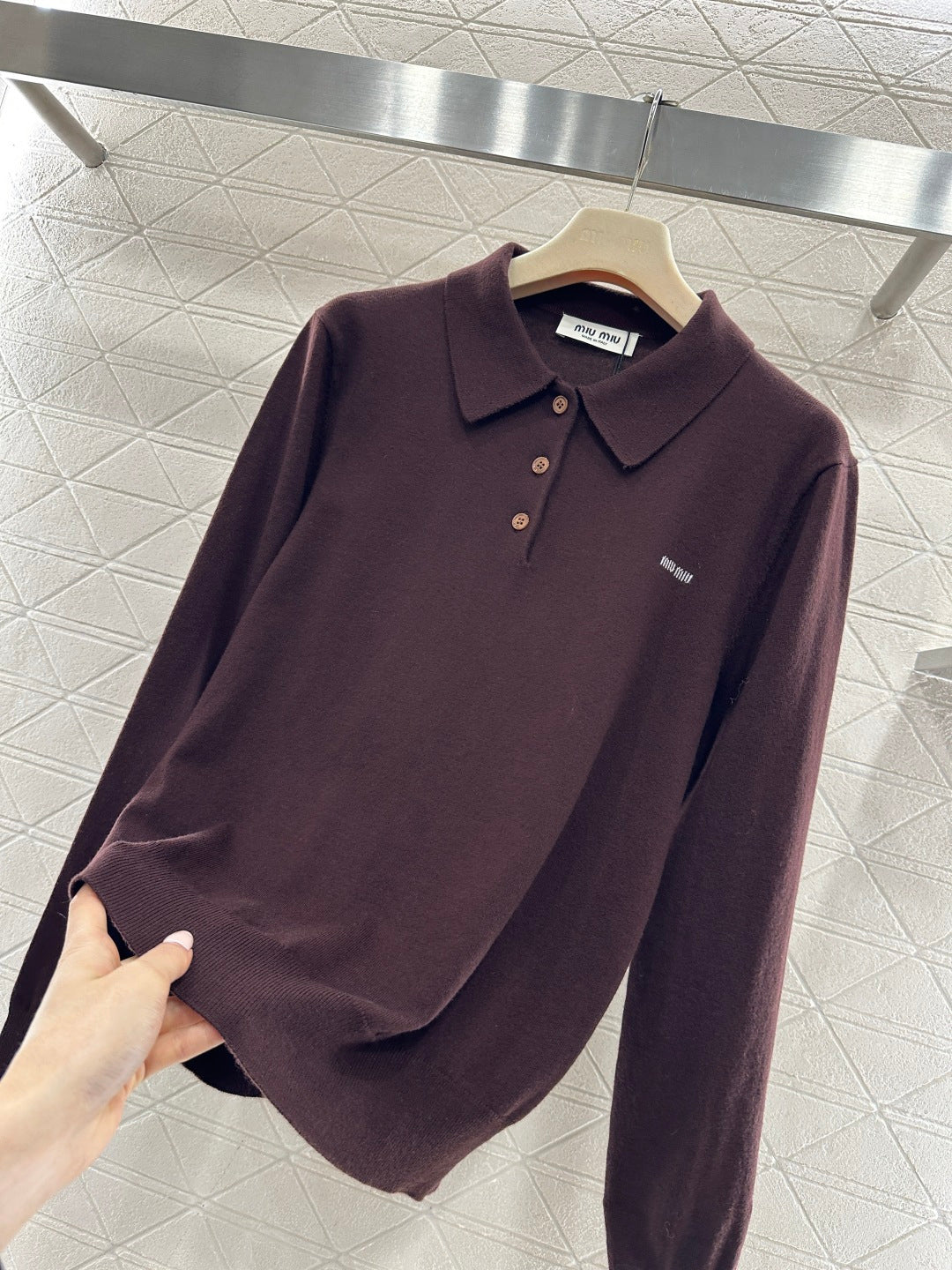 Knit Half-Open Collar Long Sleeve