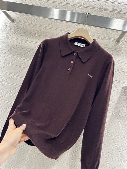 Knit Half-Open Collar Long Sleeve