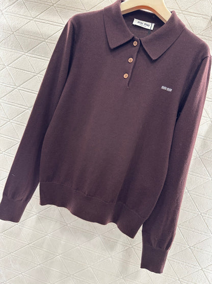 Knit Half-Open Collar Long Sleeve