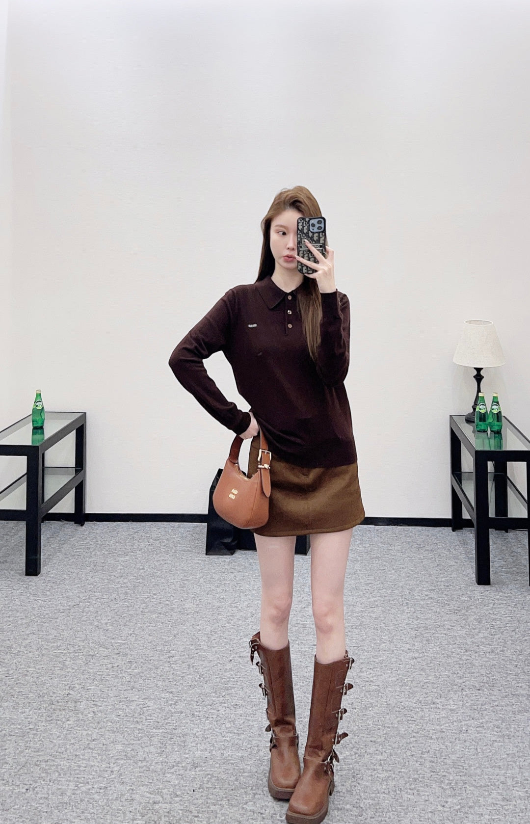 Knit Half-Open Collar Long Sleeve