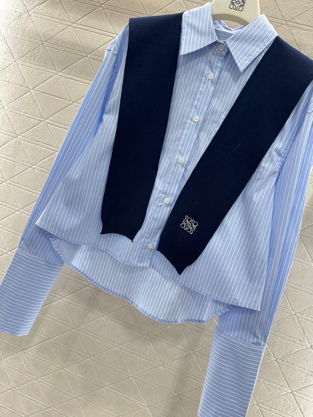 Shawl Collar Two-Piece Striped Shirt