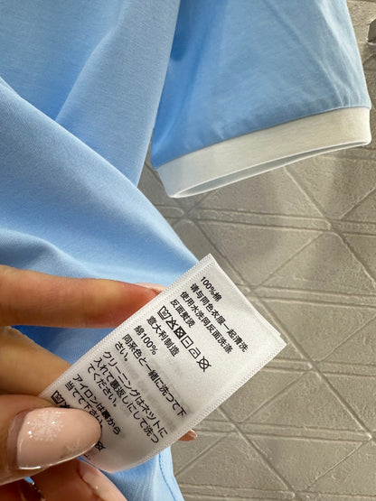 Short-Sleeve Contrast-Color Crew Neck Top