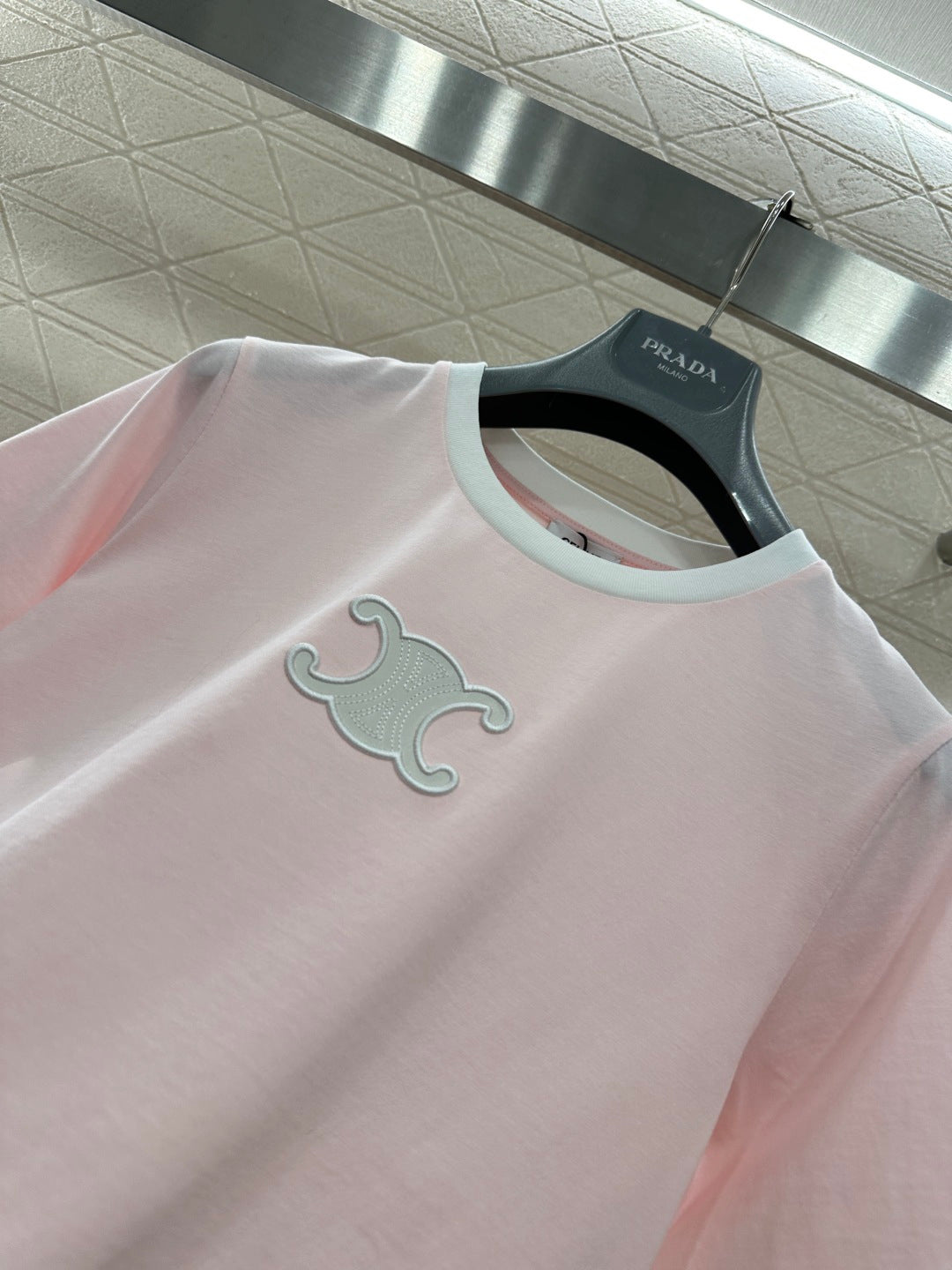 Short-Sleeve Contrast-Color Crew Neck Top